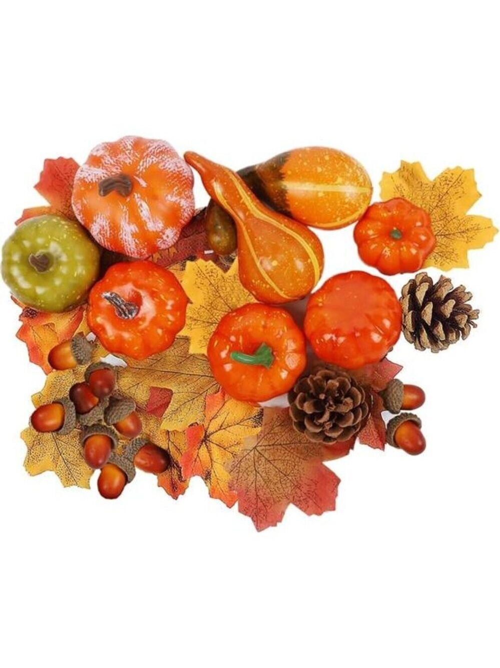 Fall Decorations Mini Pumpkins Gourds Leaves Acorns Pinecones Thanksgiving Decor